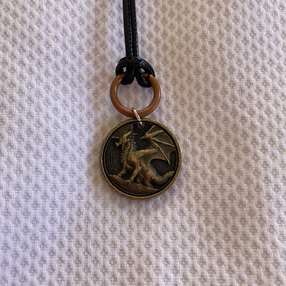Elegant Dragon Pendant Necklace - Gold and Brown